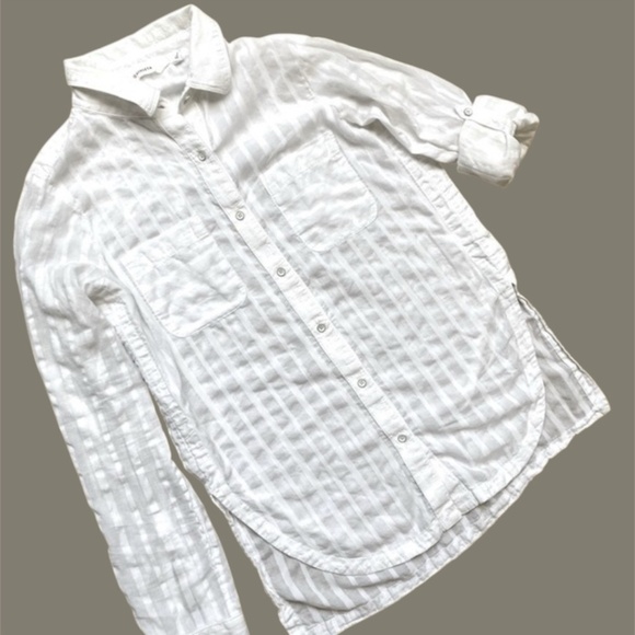 Athleta Peninsula Button White Down Shirt Size XXS - Picture 2 of 8